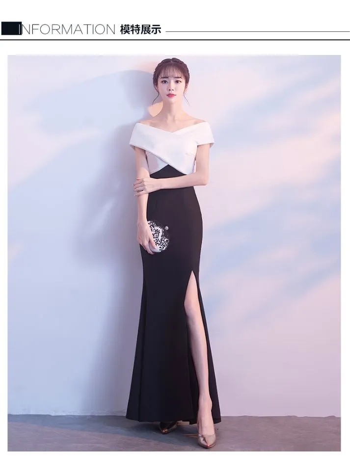 Banquet Evening Dress Korean-Style Slimming Bridal Wine Dress Noble Elegant Long Sexy Fishtail One-Shoulder Slit Formal Dress