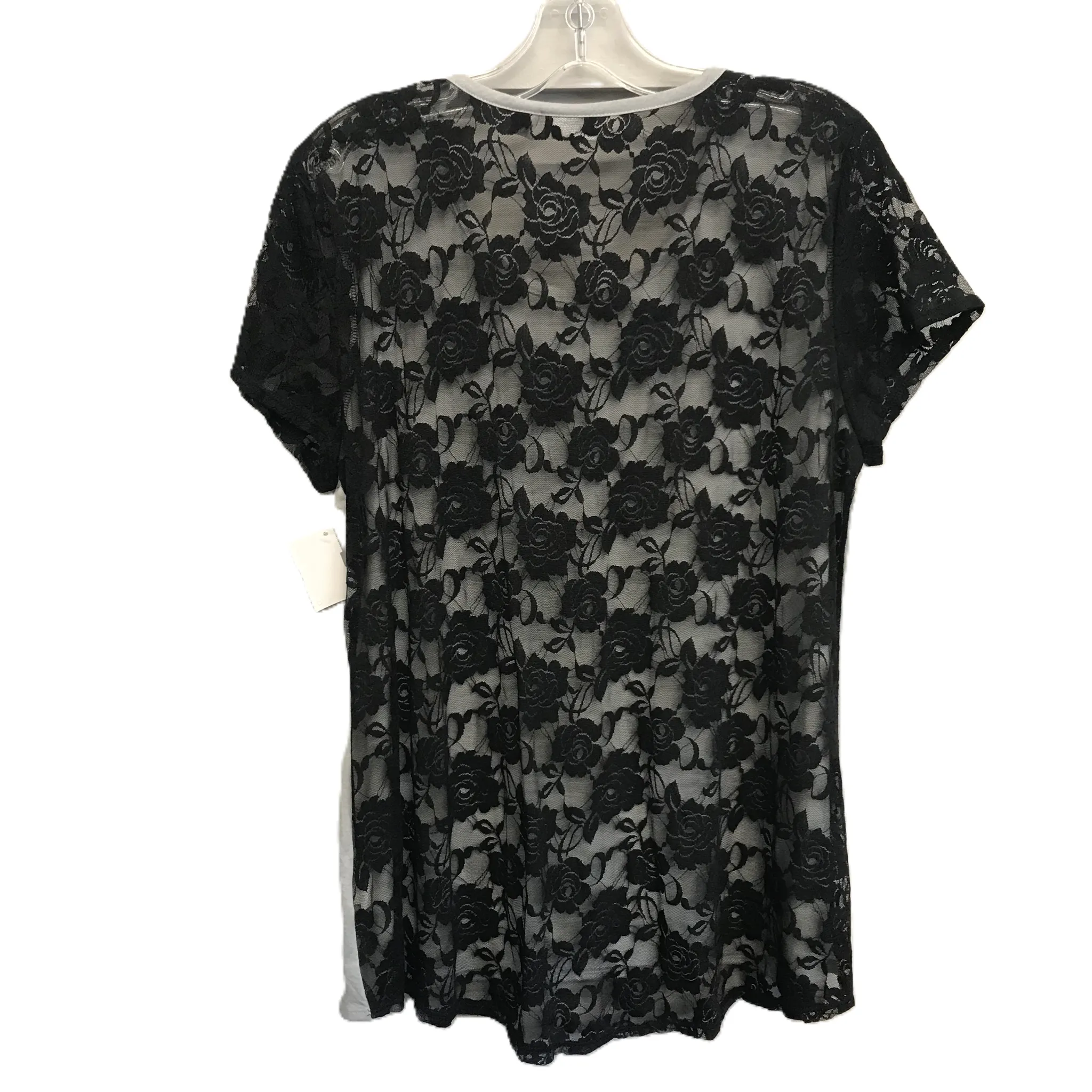 Black & Grey Top Short Sleeve By Cato, Size: Xl