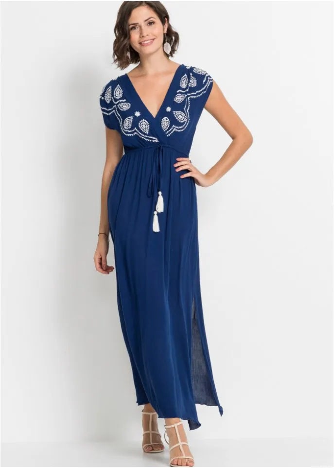 Bodyflirt embroidered maxi dress, blue