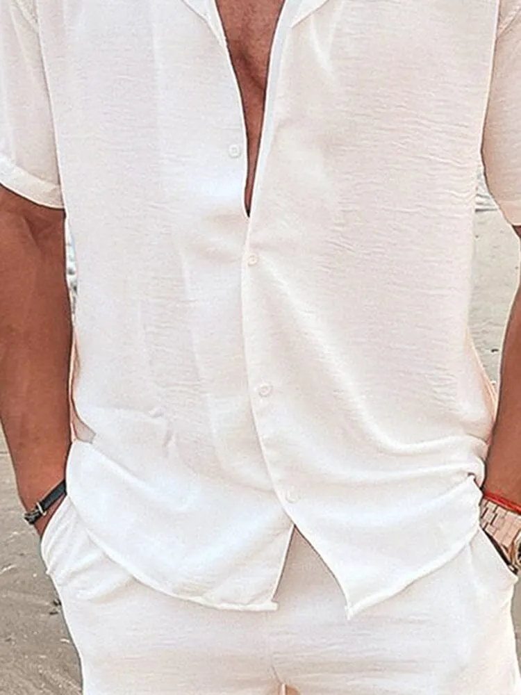 Casual Cotton and Linen Button Shirt