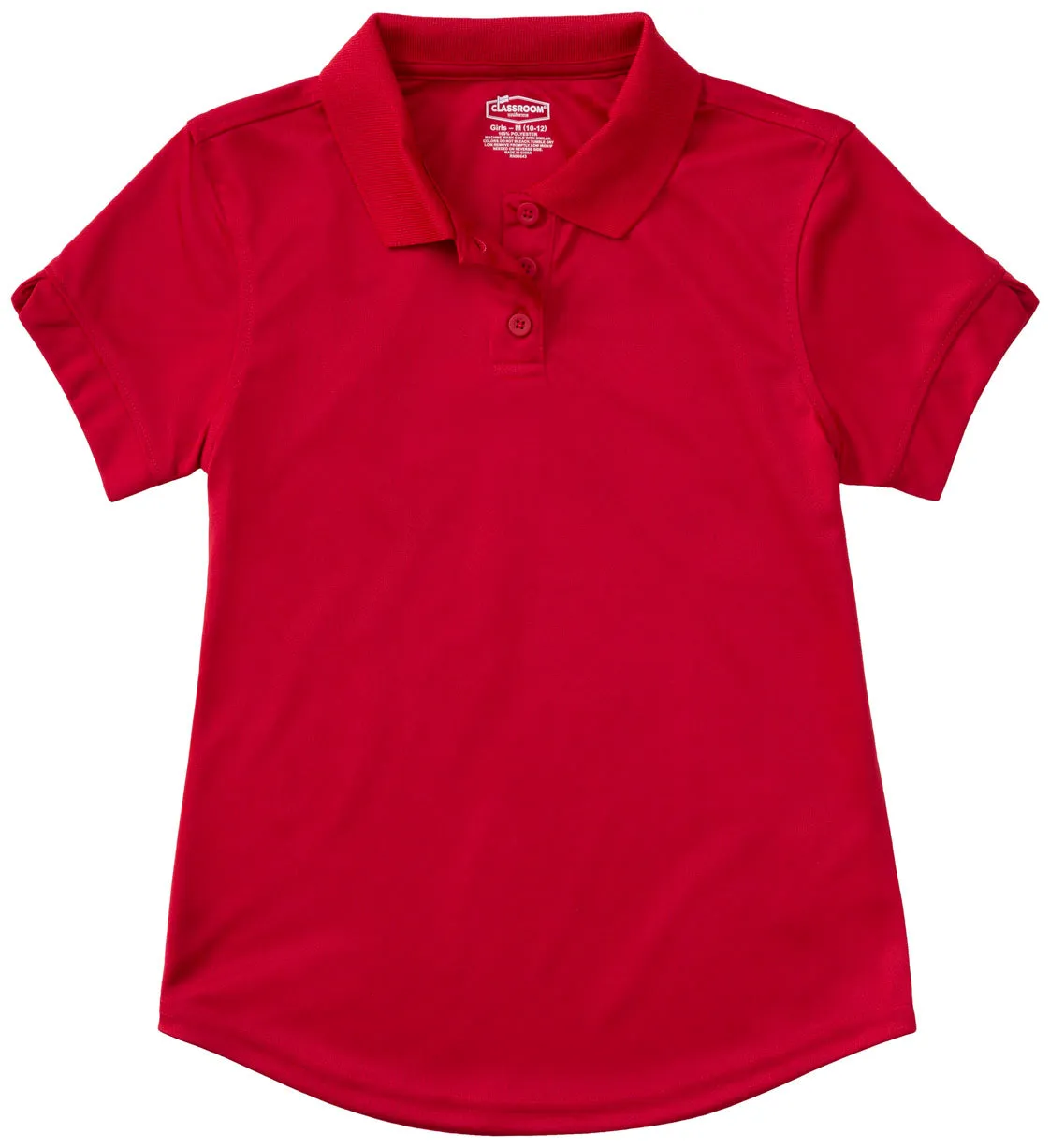 CR DryFit Fem Fit Polo Red Short Sleeve