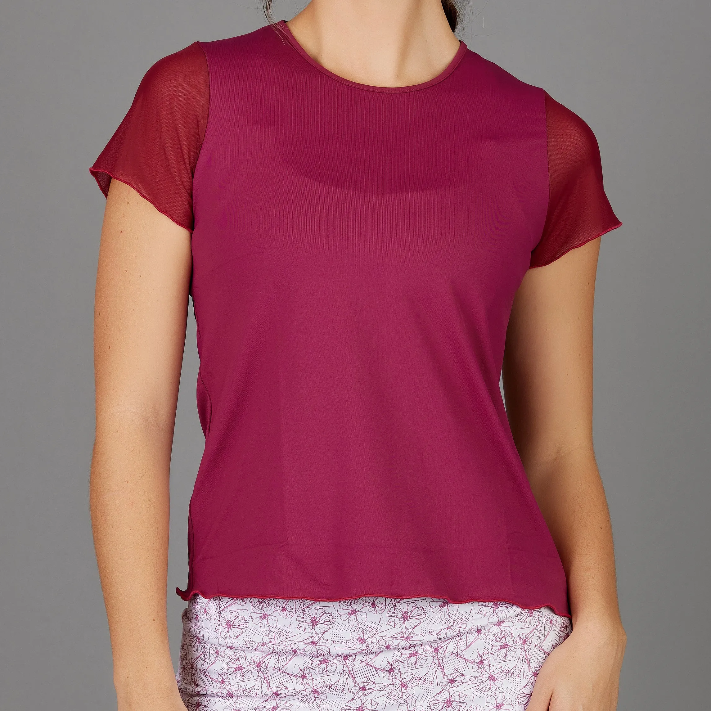 Dash Sheer Sleeve Top (ruby)