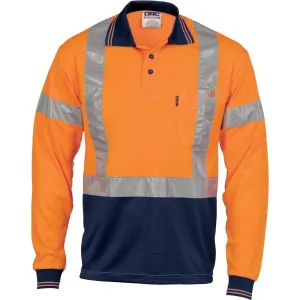 Dnc Workwear Hi-vis D/n Cool-breathe Long Sleeve Polo Shirt With Cross-back R/tape - 3914