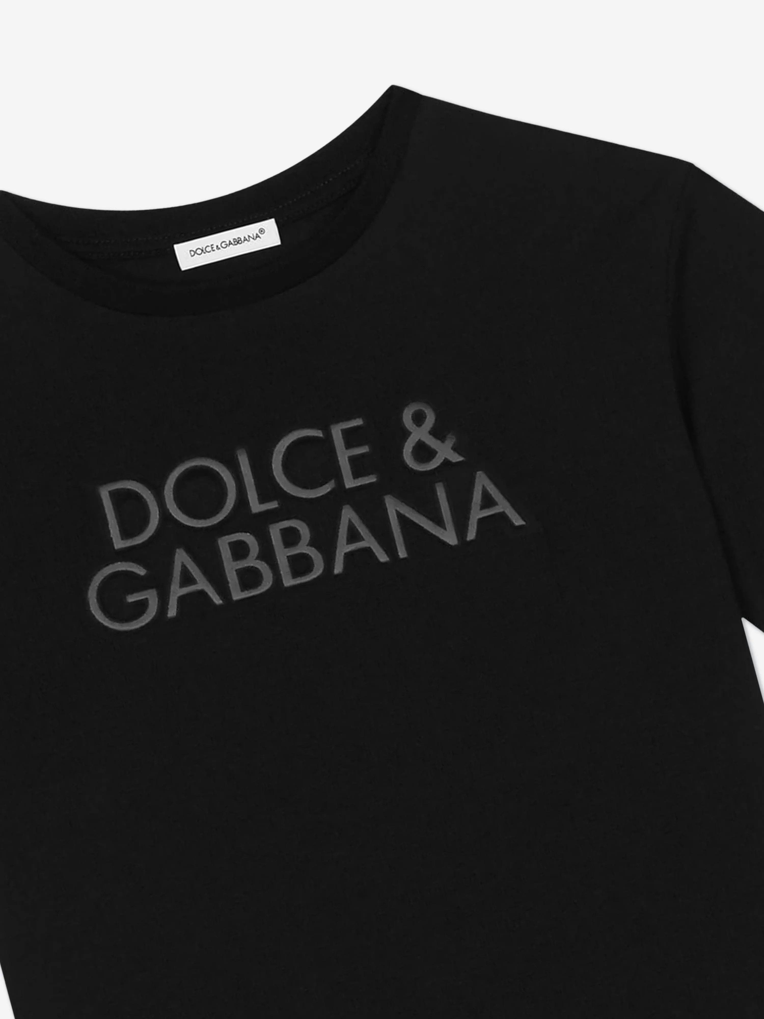 Dolce & Gabbana Boys Embossed Logo T-Shirt in Black