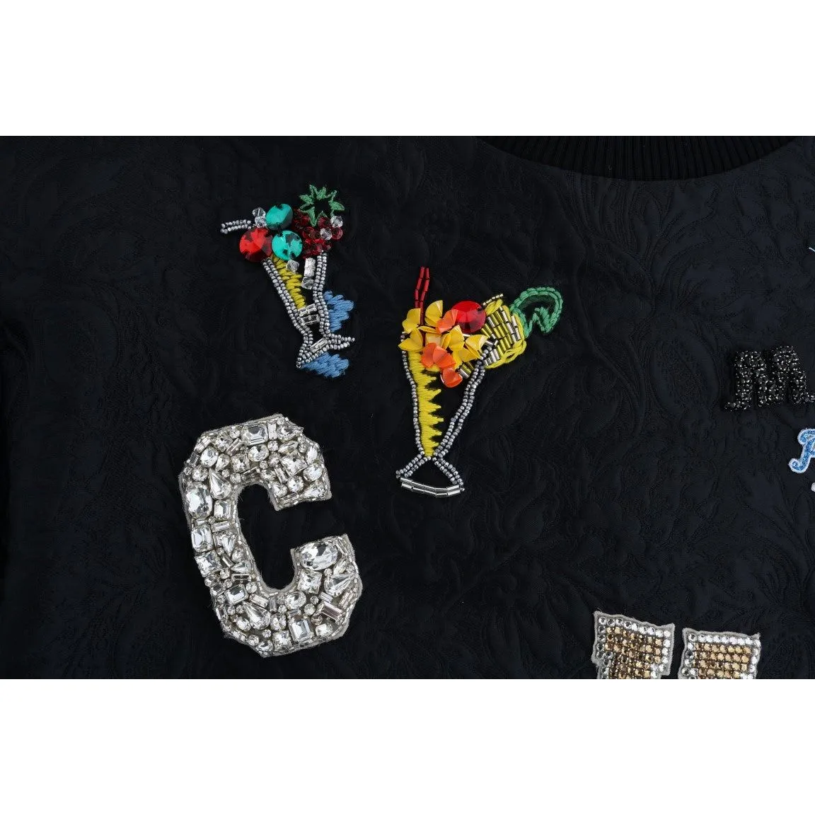 Dolce & Gabbana Enchanted Crystal Embellished Black Sweater