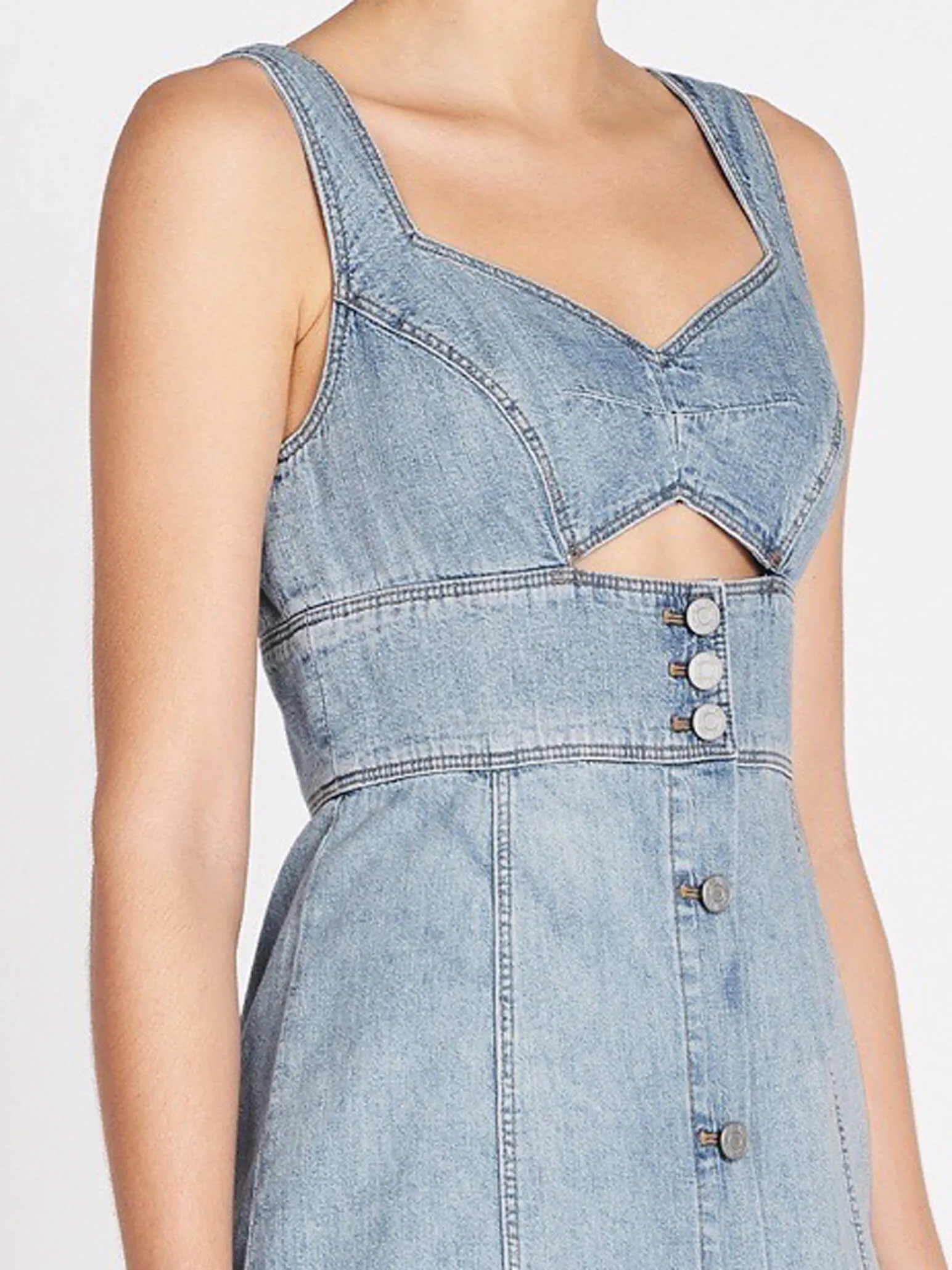 Drapey Denim Cut-Out Dress