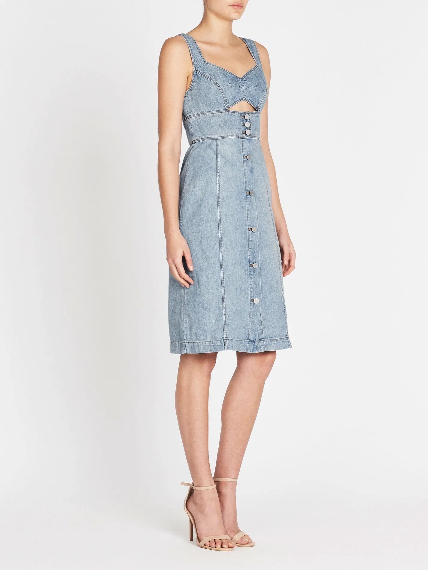 Drapey Denim Cut-Out Dress