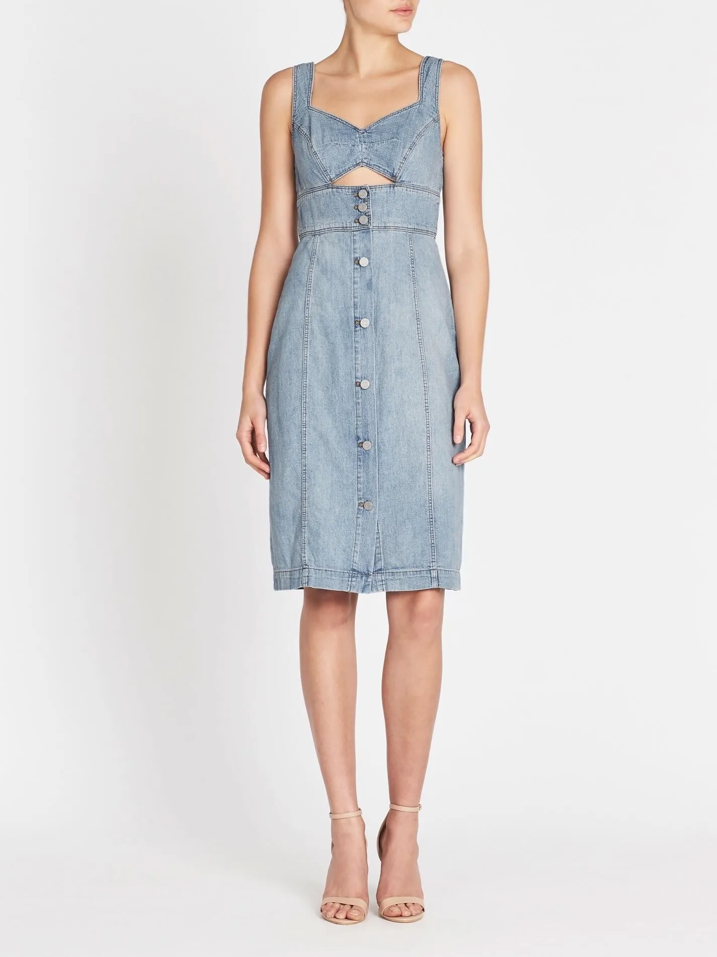 Drapey Denim Cut-Out Dress