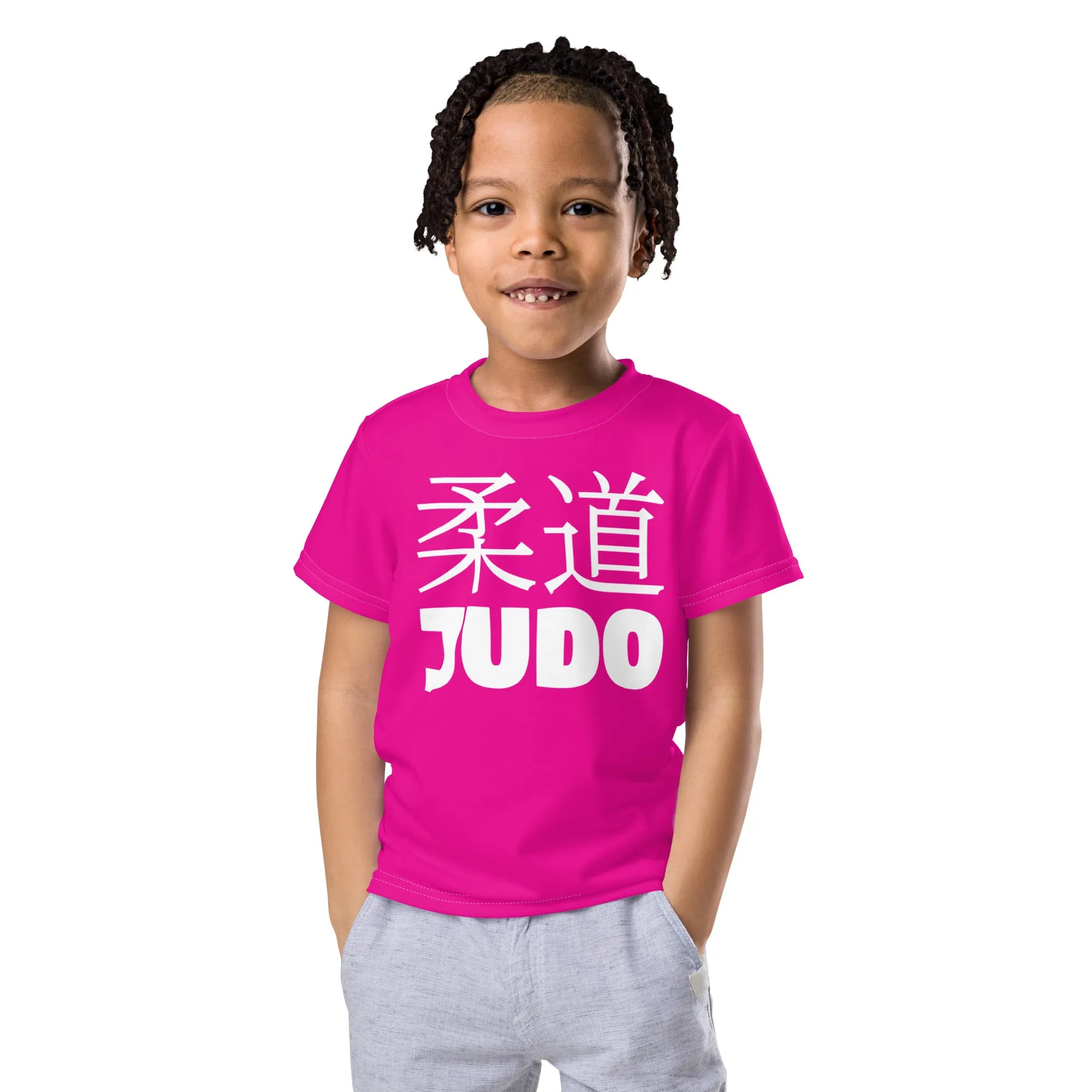 Dynamic Comfort: Boy's Short Sleeve Classic Judo Rash Guard - Hollywood Cerise