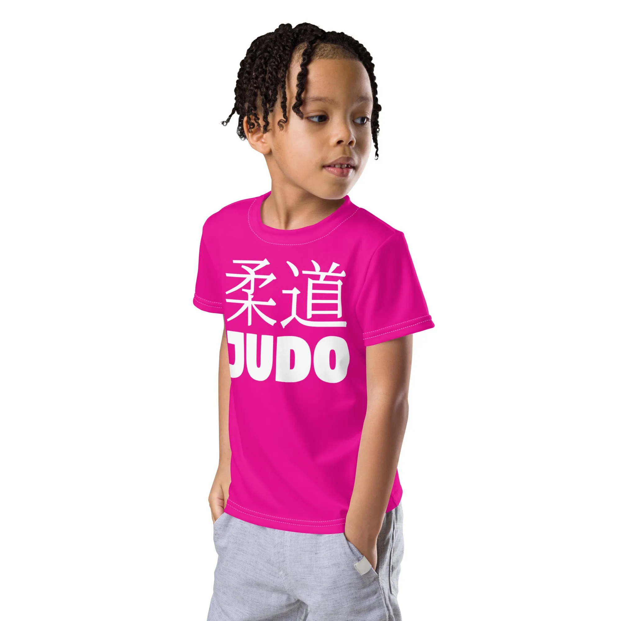 Dynamic Comfort: Boy's Short Sleeve Classic Judo Rash Guard - Hollywood Cerise