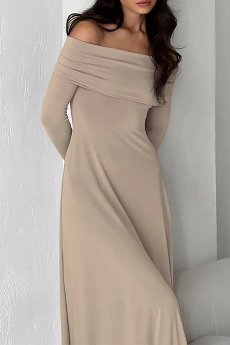 Elegant Ruched Off Shoulder Long Dresses