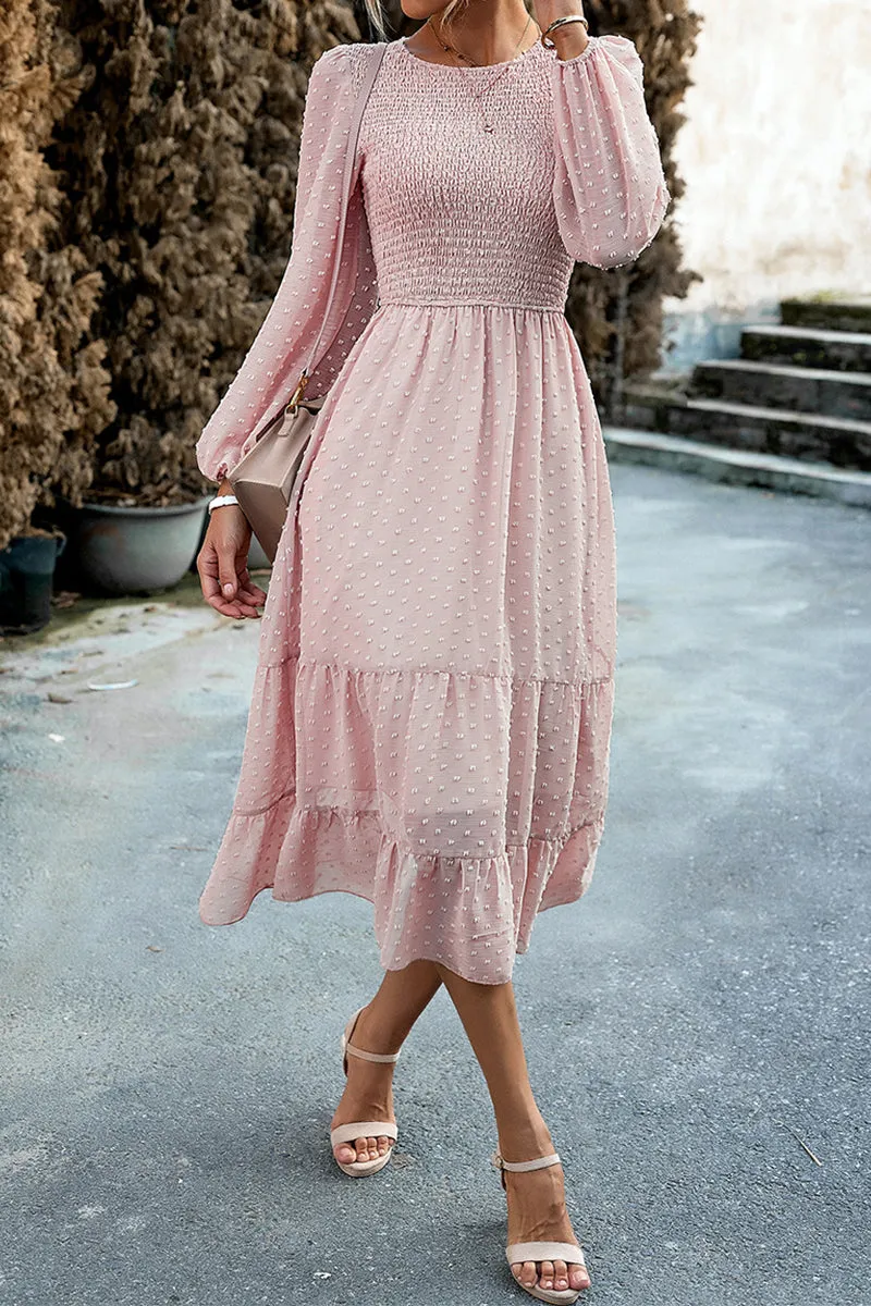 Elegant Solid Patchwork O Neck A Line Dresses