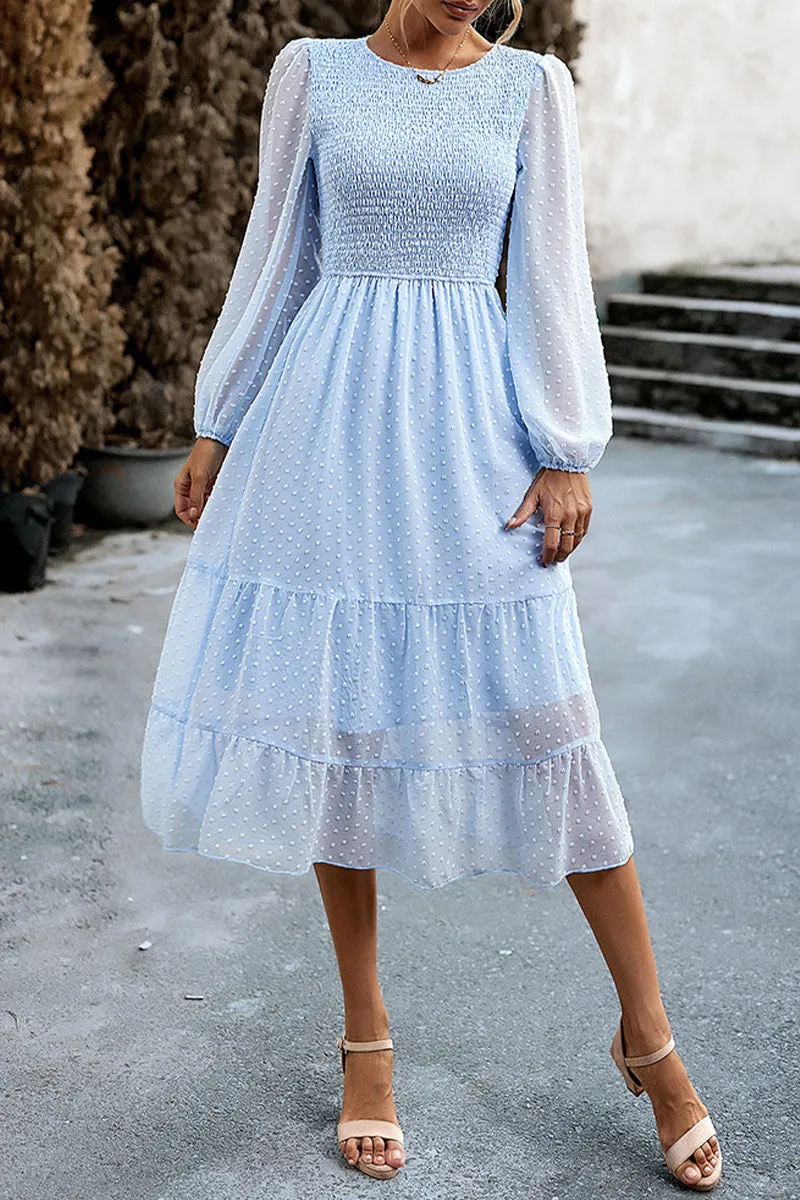 Elegant Solid Patchwork O Neck A Line Dresses