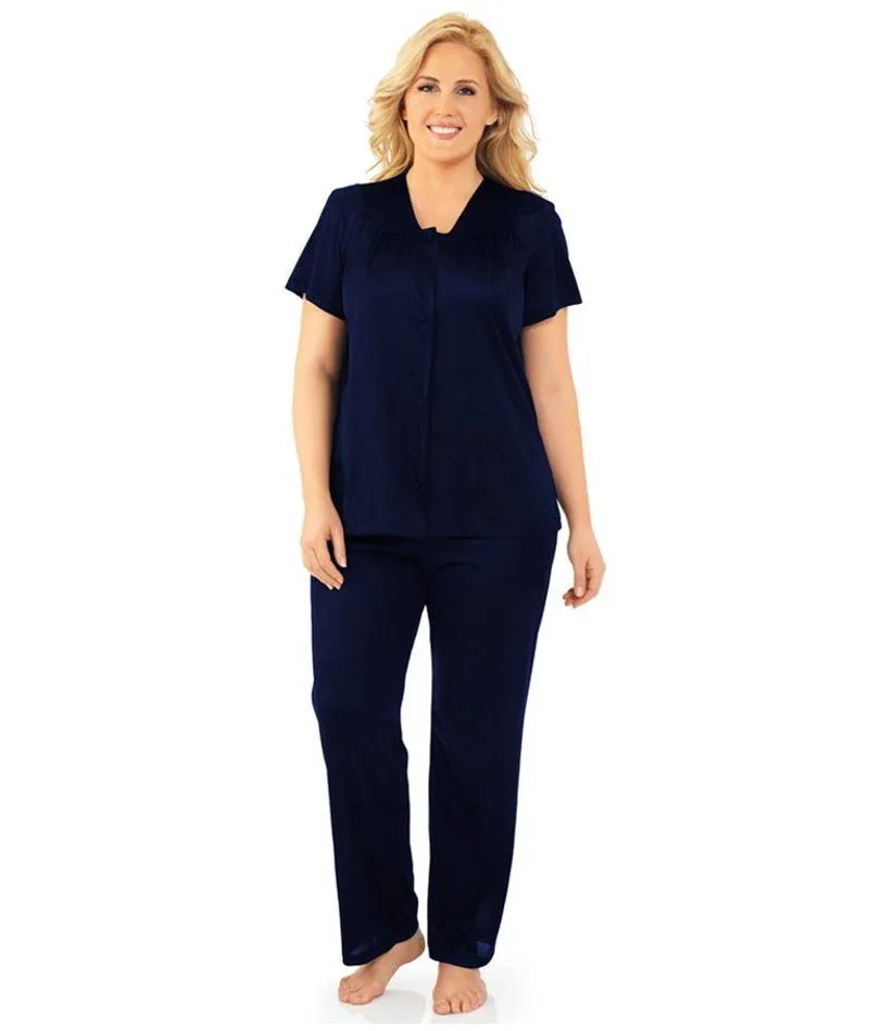 Exquisite Form Short Sleeve Pajamas - Navy