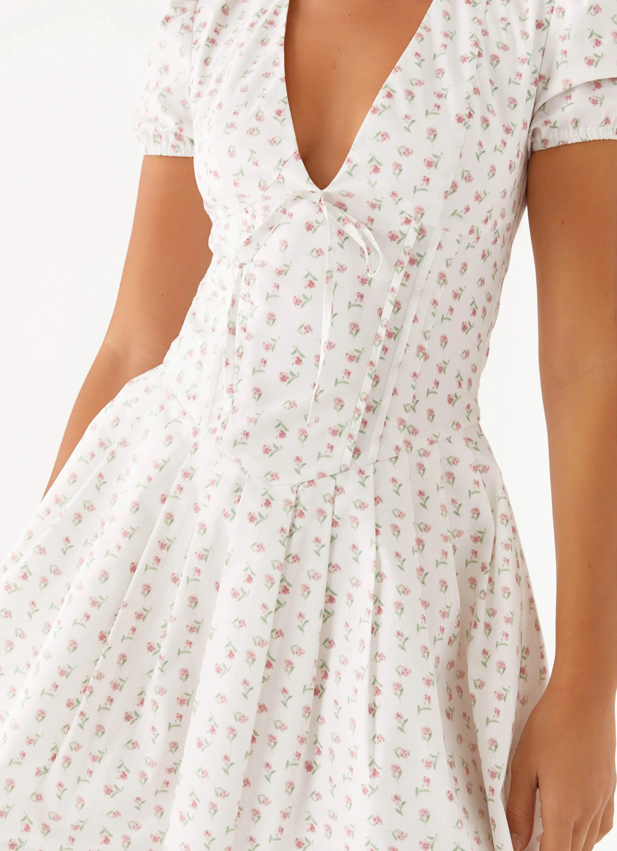 Falling Water Mini Dress - White Floral