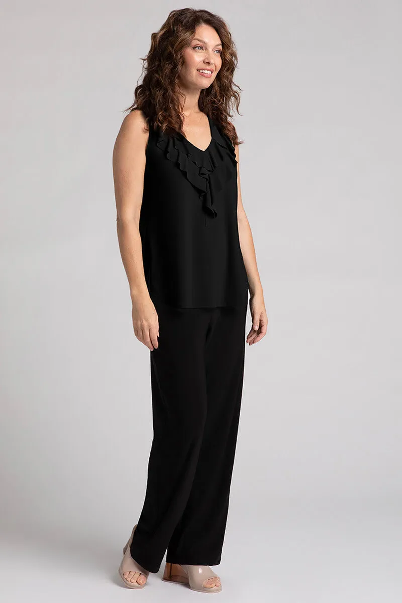 Flutter Sleeveless Top | Black