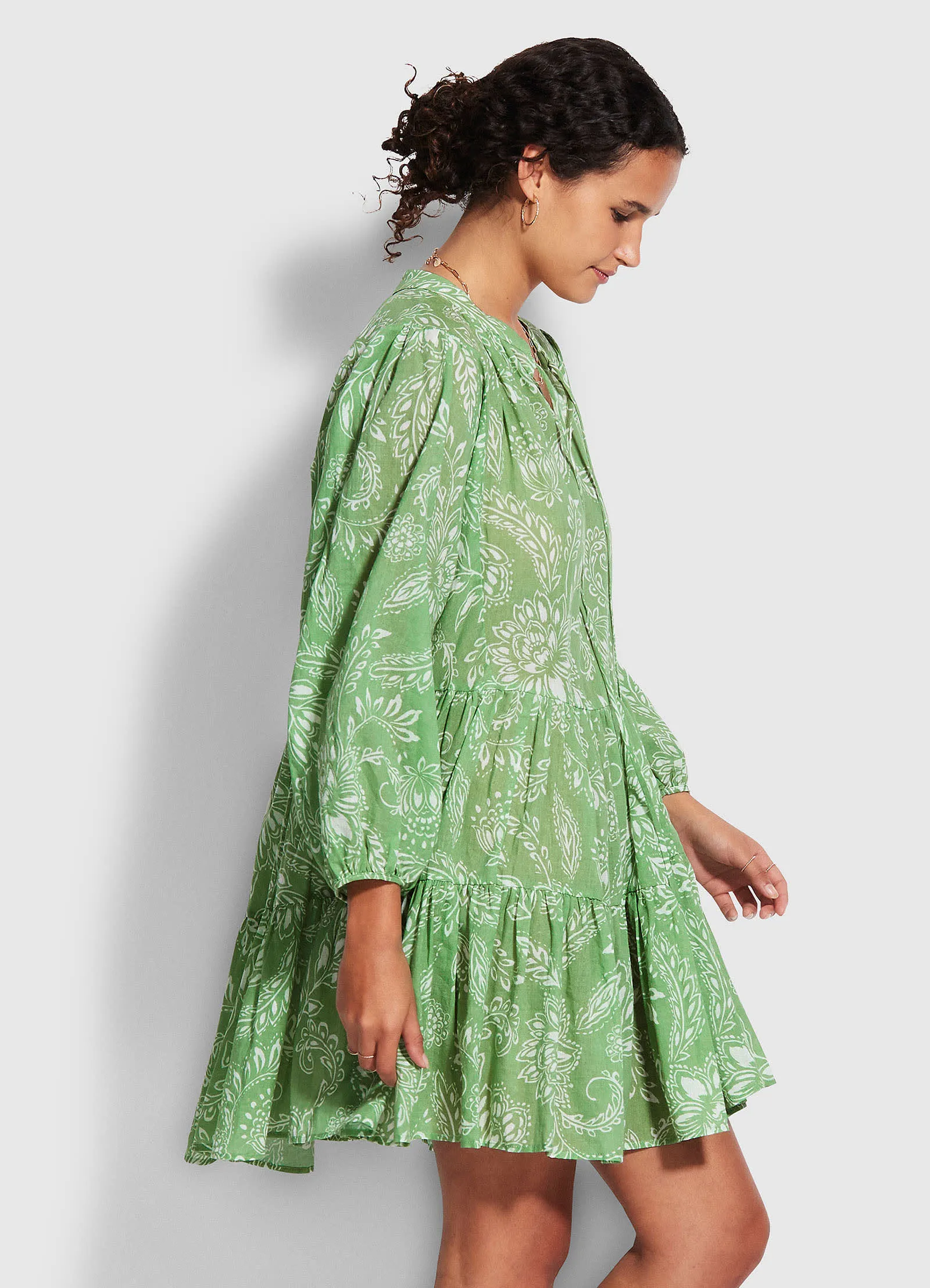 Folklore Tier Dress  - Green Tea