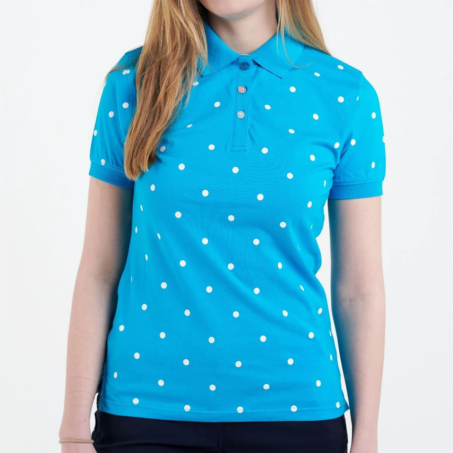 Hazy Blue Womens Short Sleeve Polo Shirt - Lilly