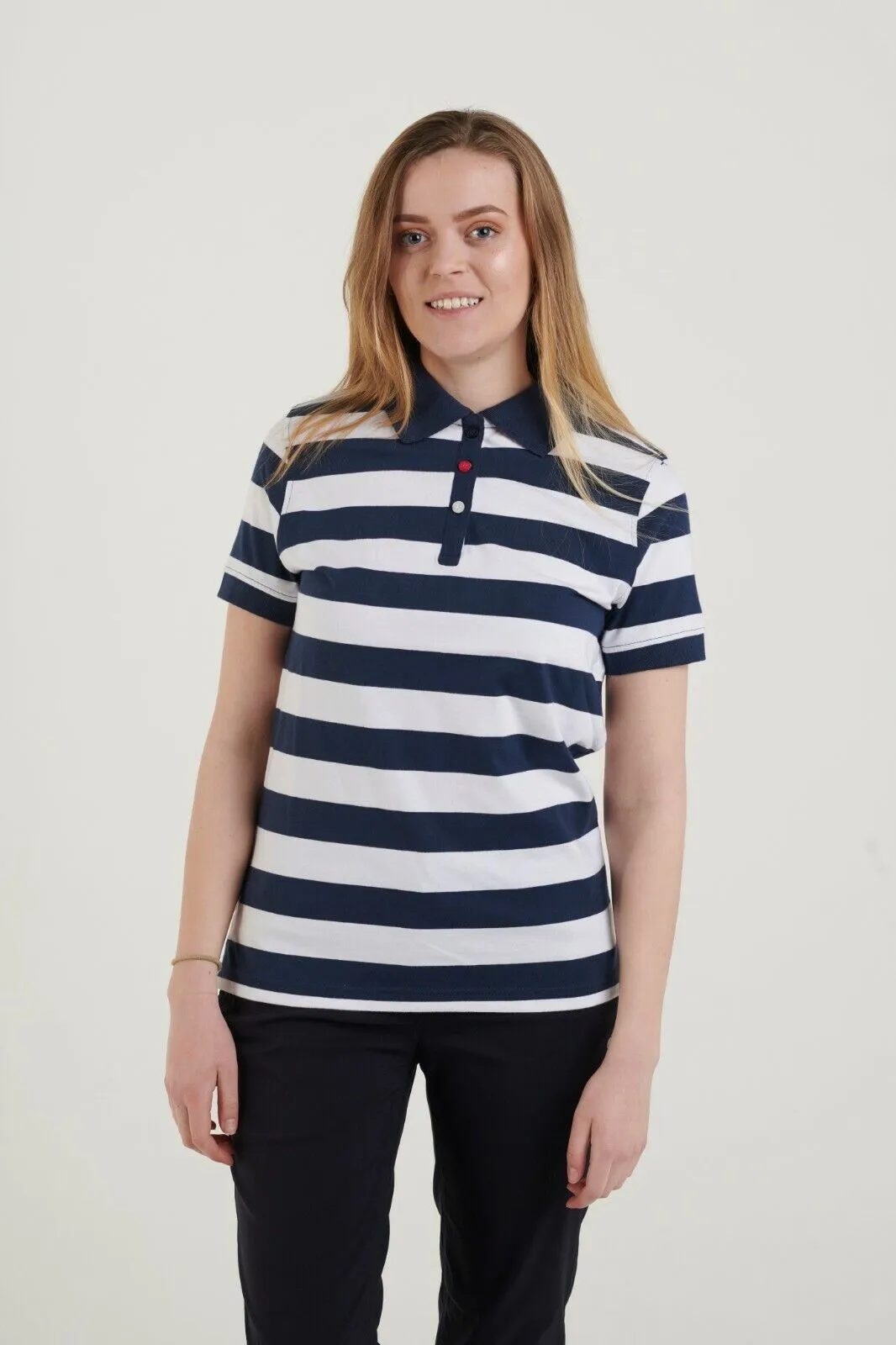 Hazy Blue Womens Short Sleeve Polo Shirt - Sienna