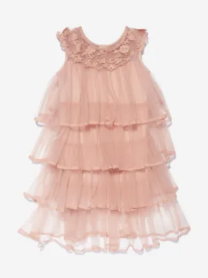 iAMe Girls Sleeveless Tiered Dress in Pink