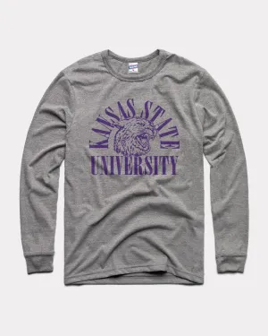 Kansas State Power Cat Arch Grey Long-Sleeve