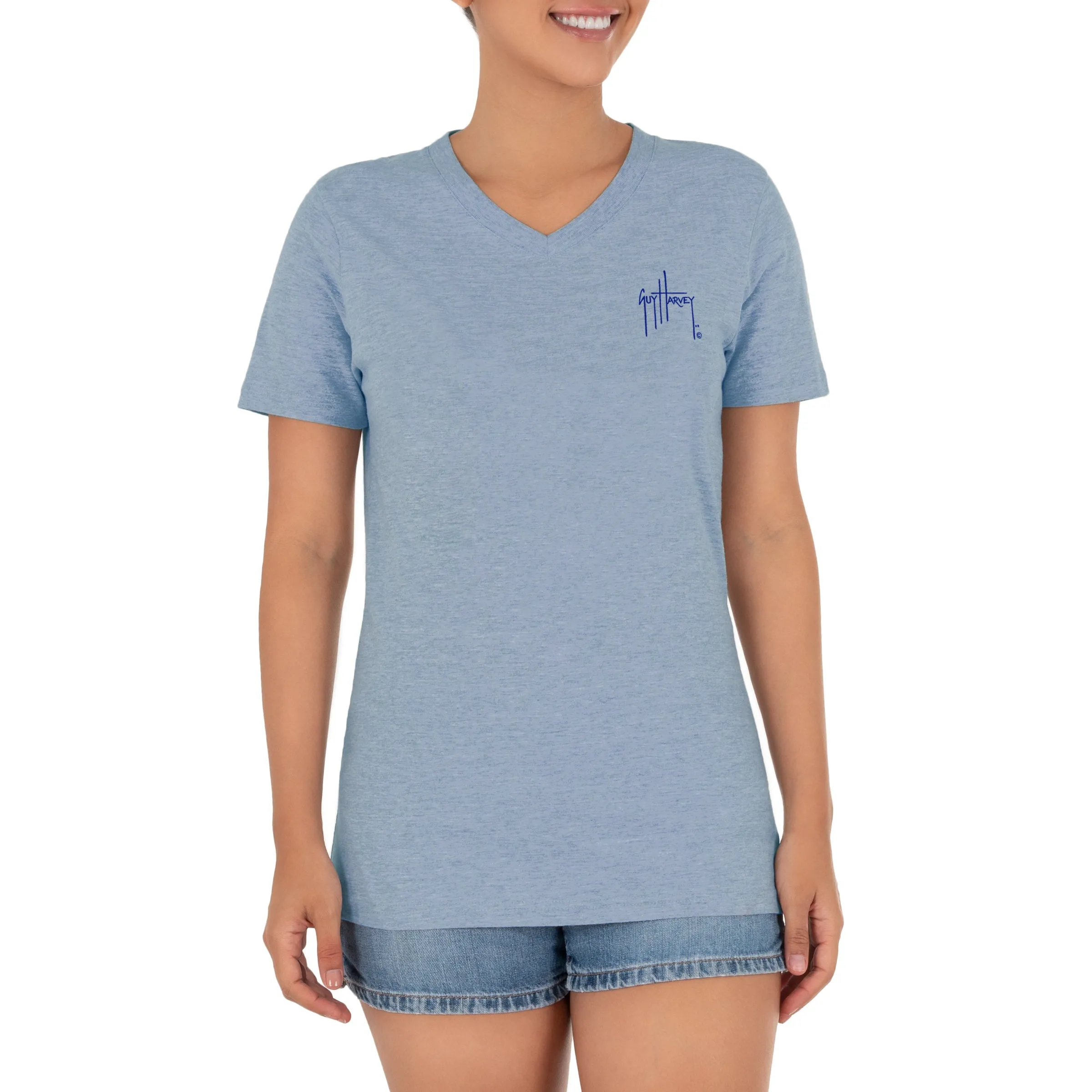 Ladies Birds Short Sleeve V-Neck T-Shirt