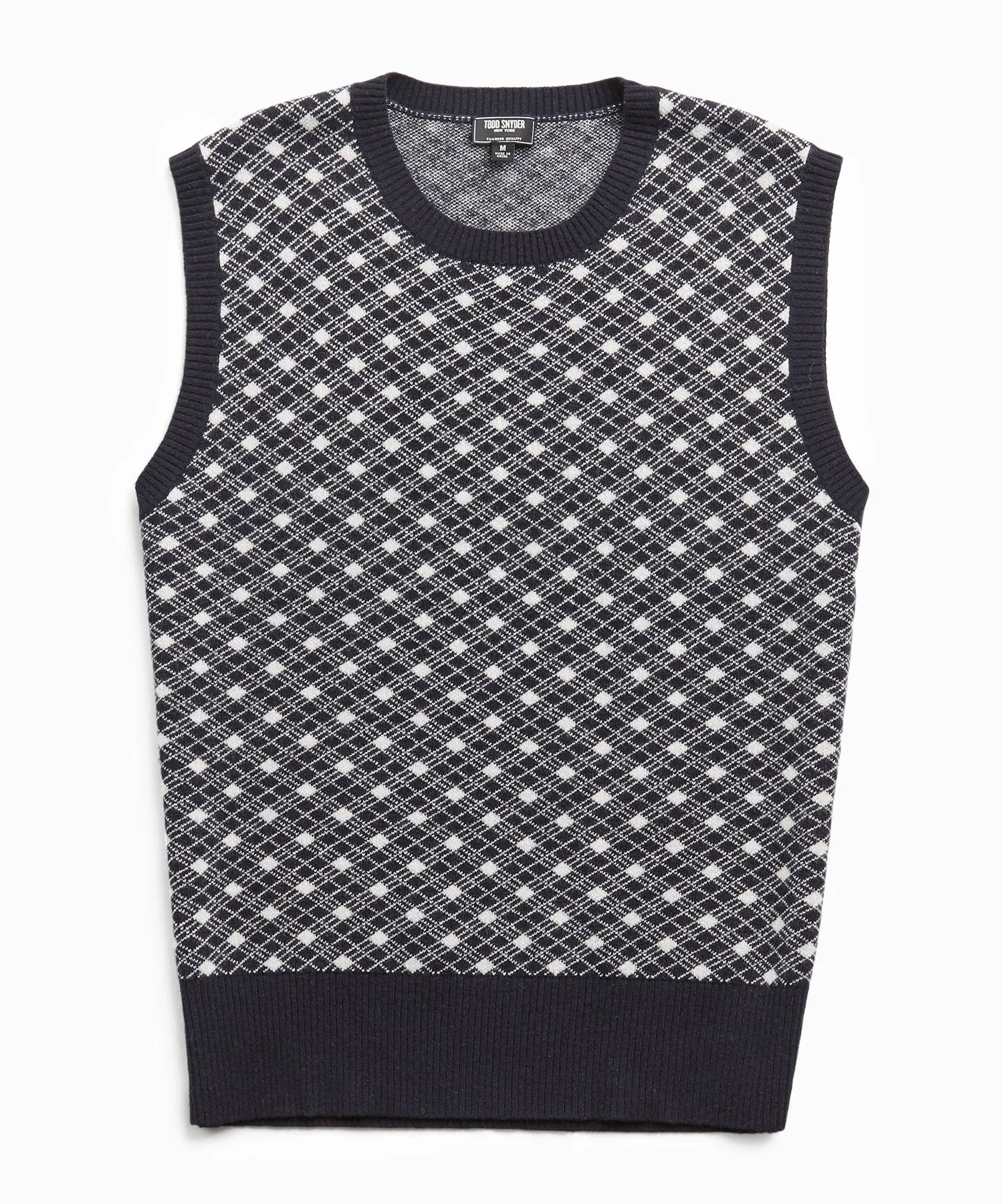 Merino Argyle Vest in Navy