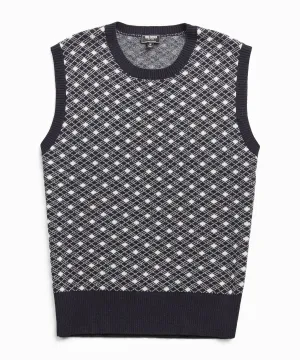 Merino Argyle Vest in Navy