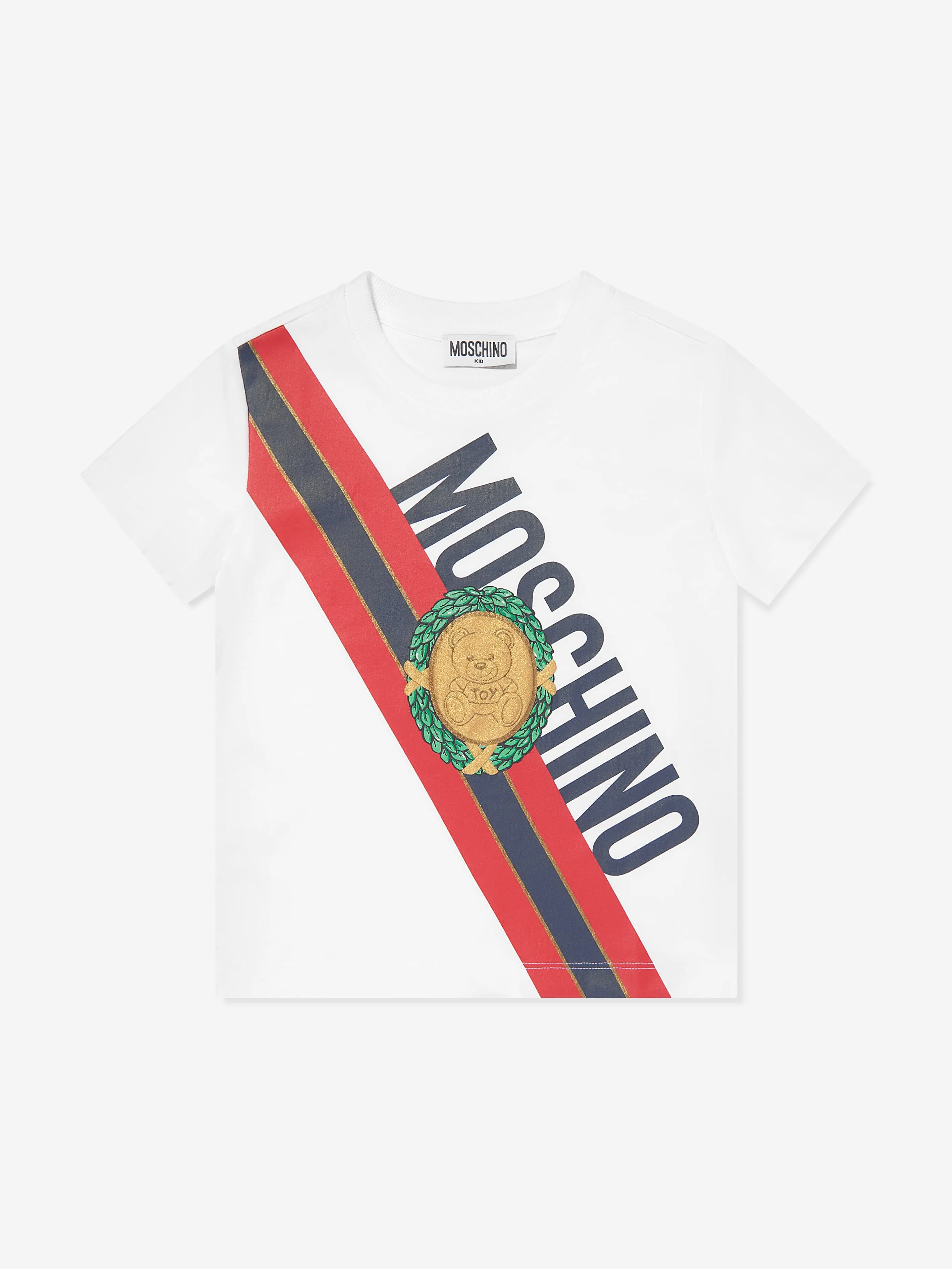 Moschino Boys Medallion Print T-Shirt in White