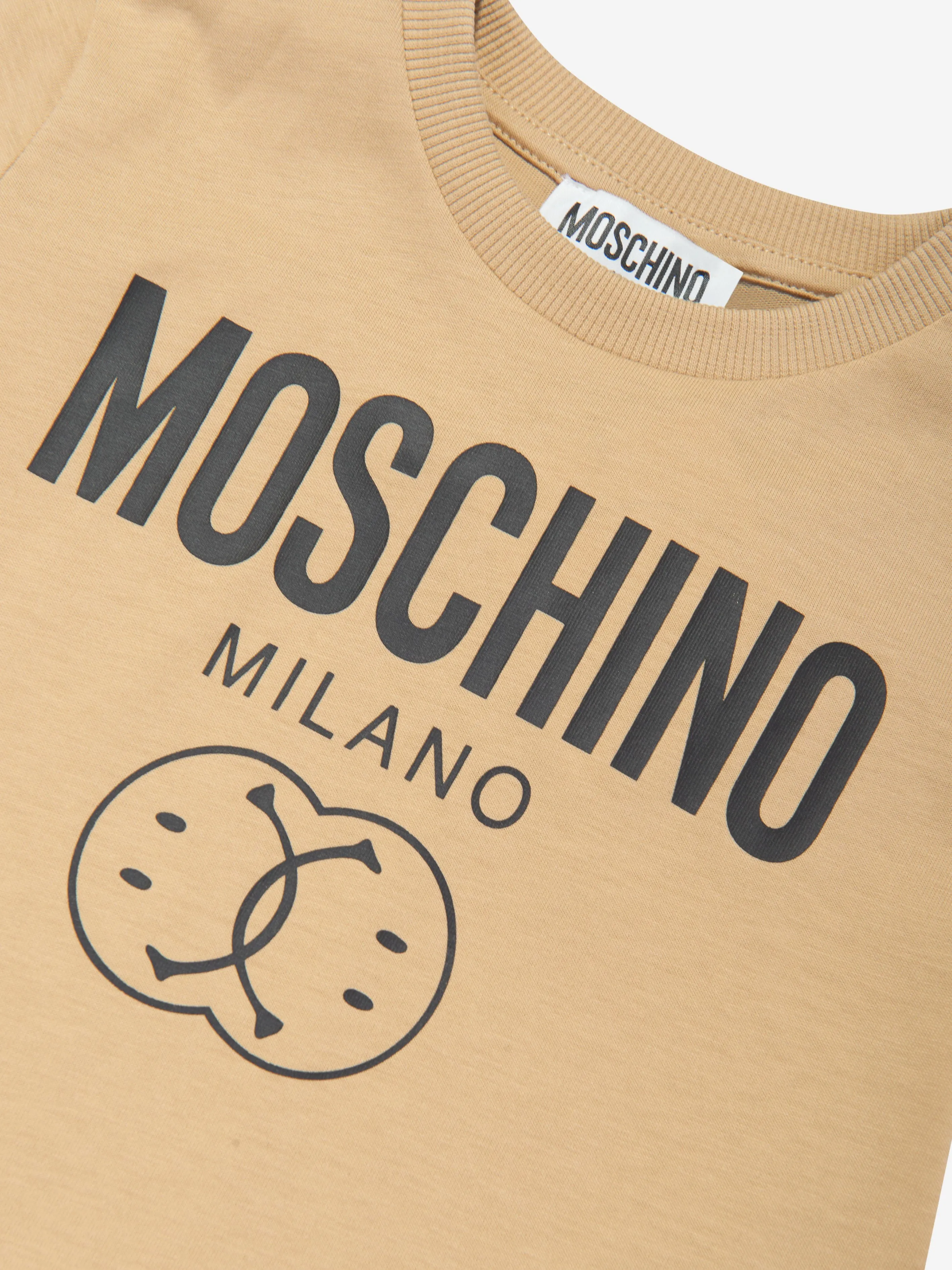 Moschino Boys Milano Logo T-Shirt in Brown