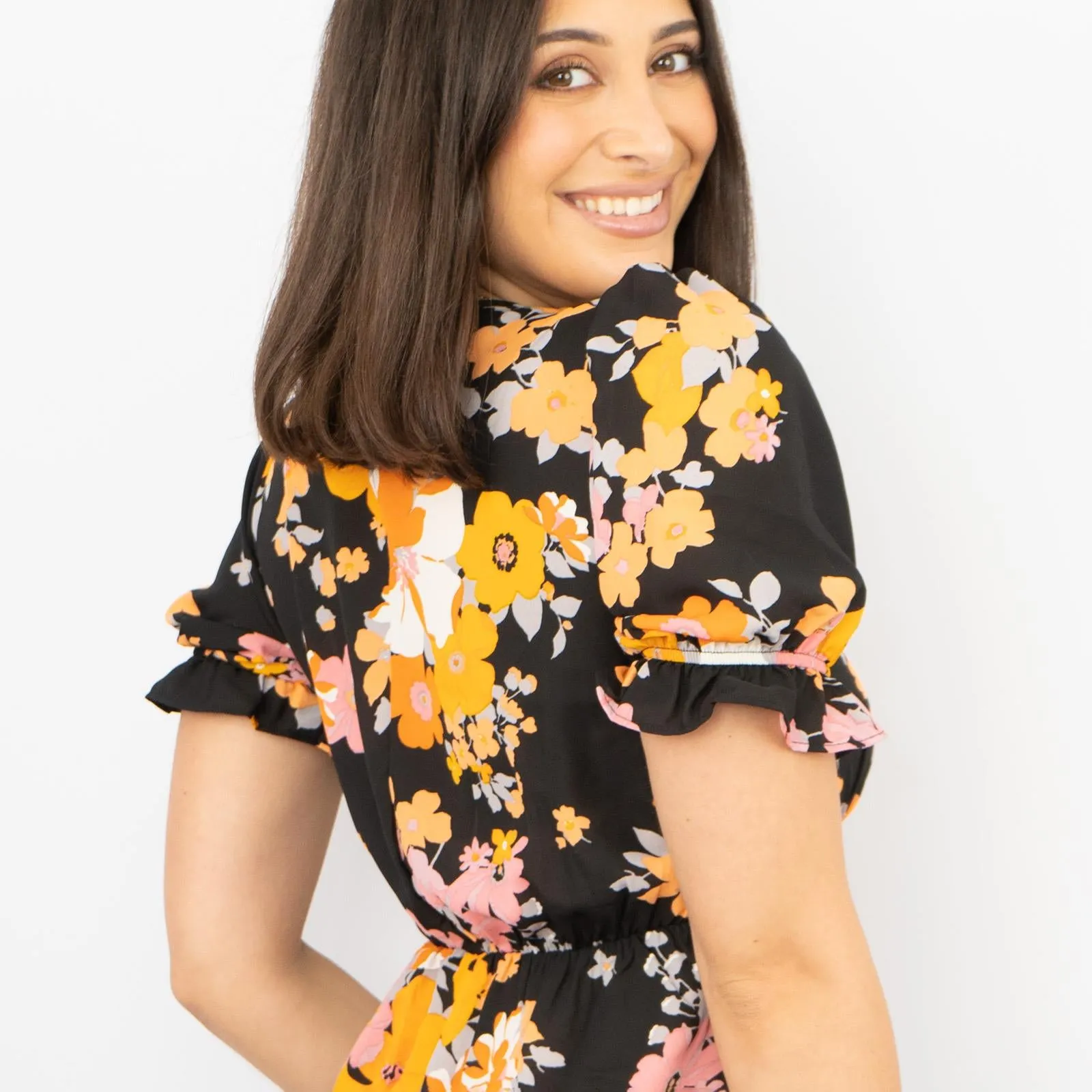 Oasis Vibrant Floral Puff Sleeve Top