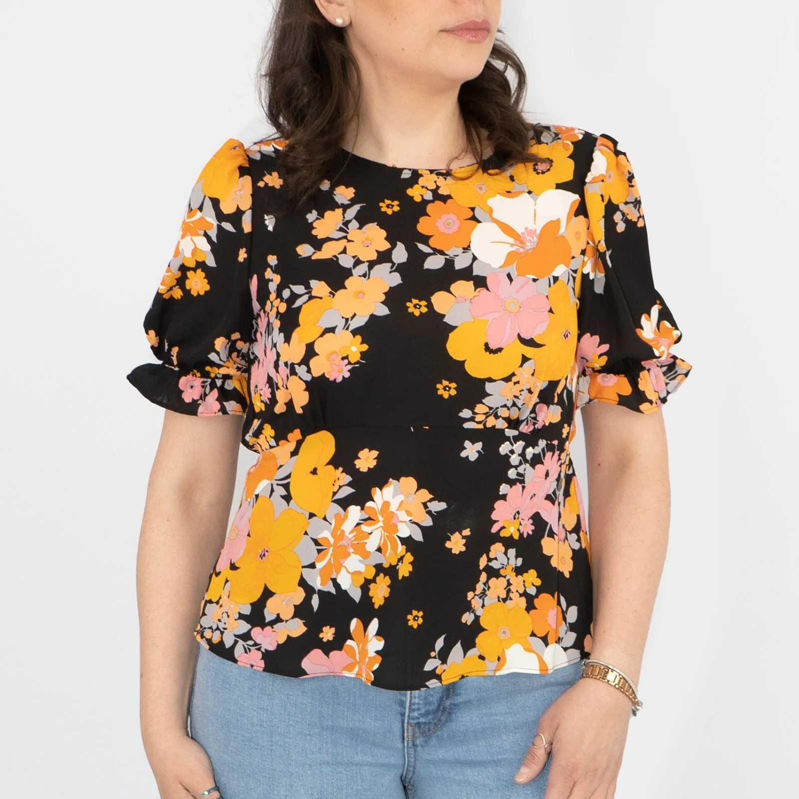 Oasis Vibrant Floral Puff Sleeve Top