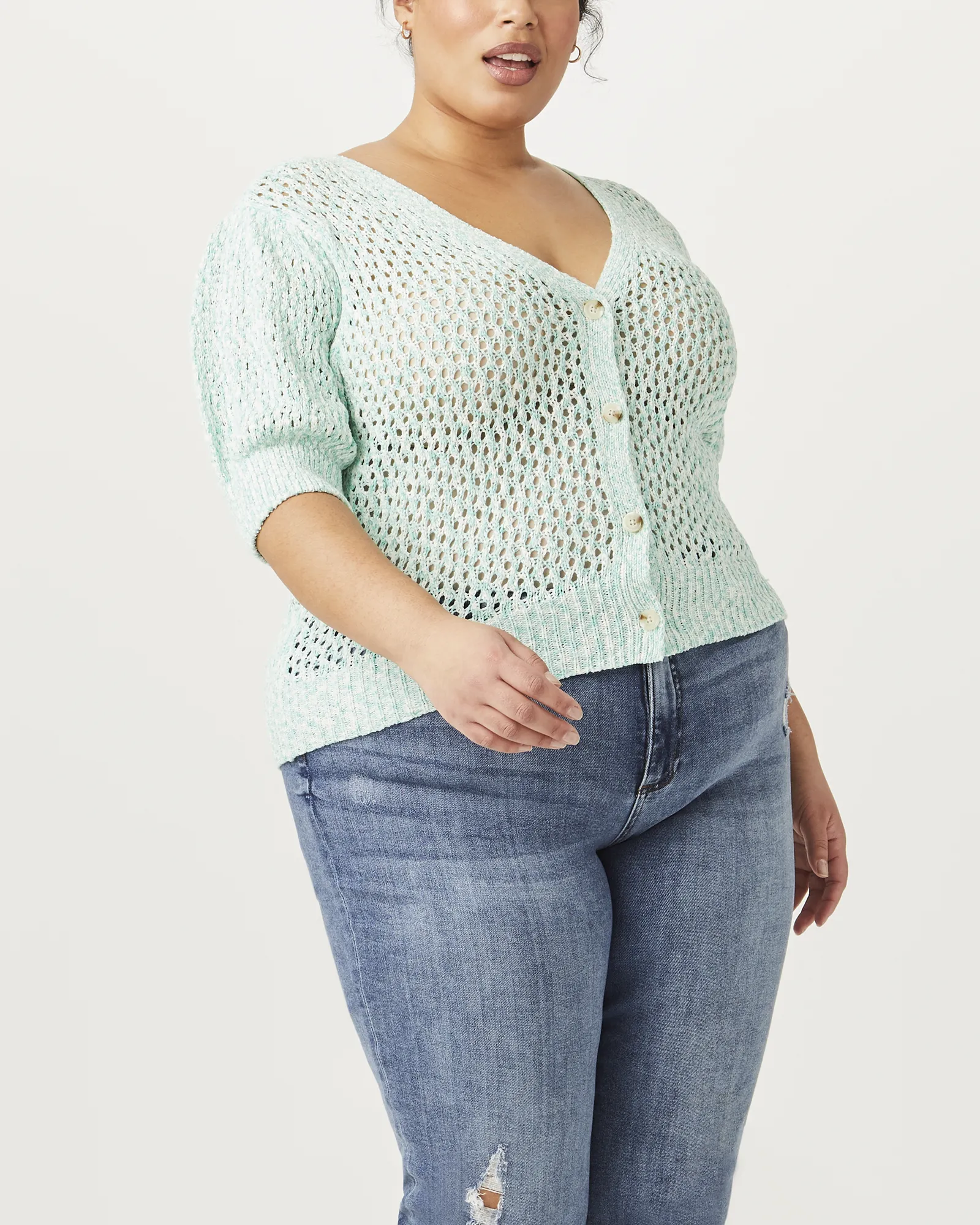 Penelope Short-Sleeve Cardigan | Light Blue