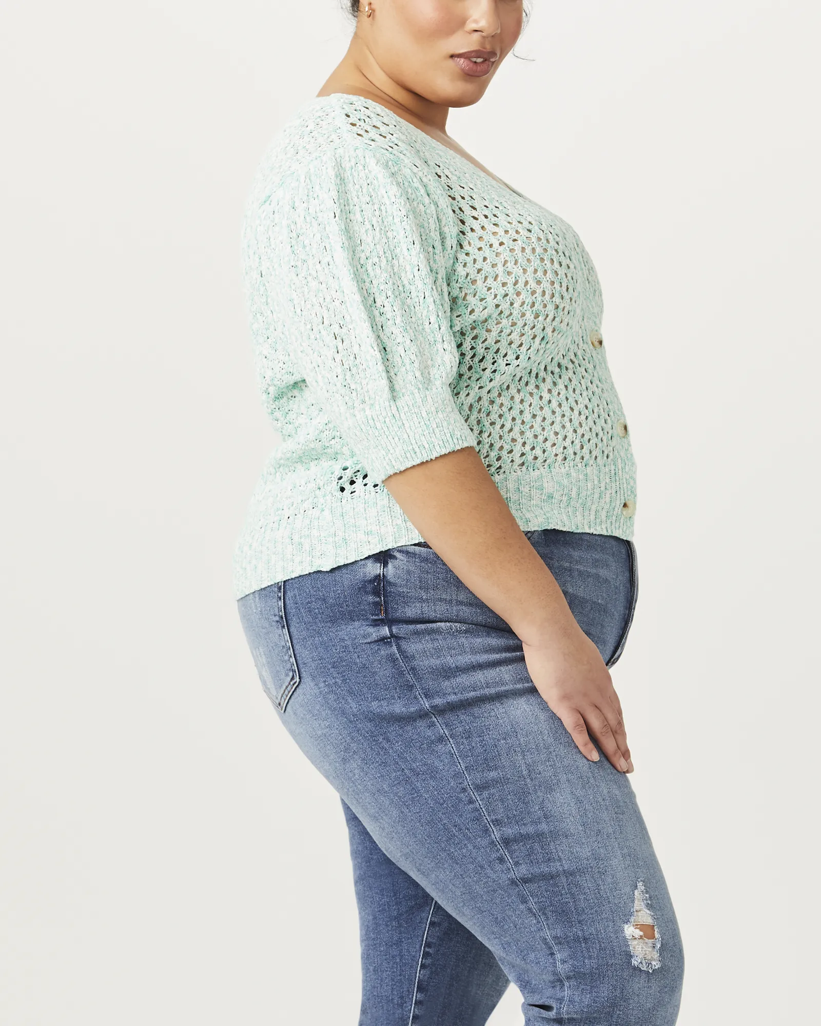 Penelope Short-Sleeve Cardigan | Light Blue