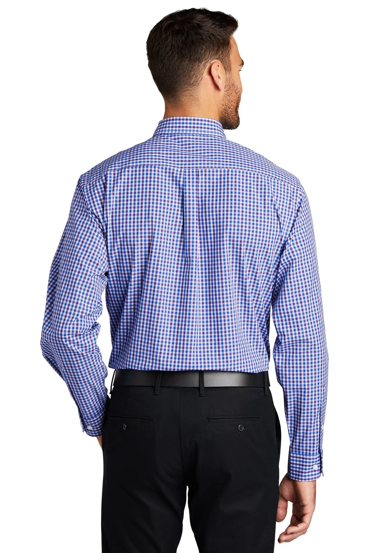 Port Authority Gingham Easy Care Custom Shirts, Blue/ Purple