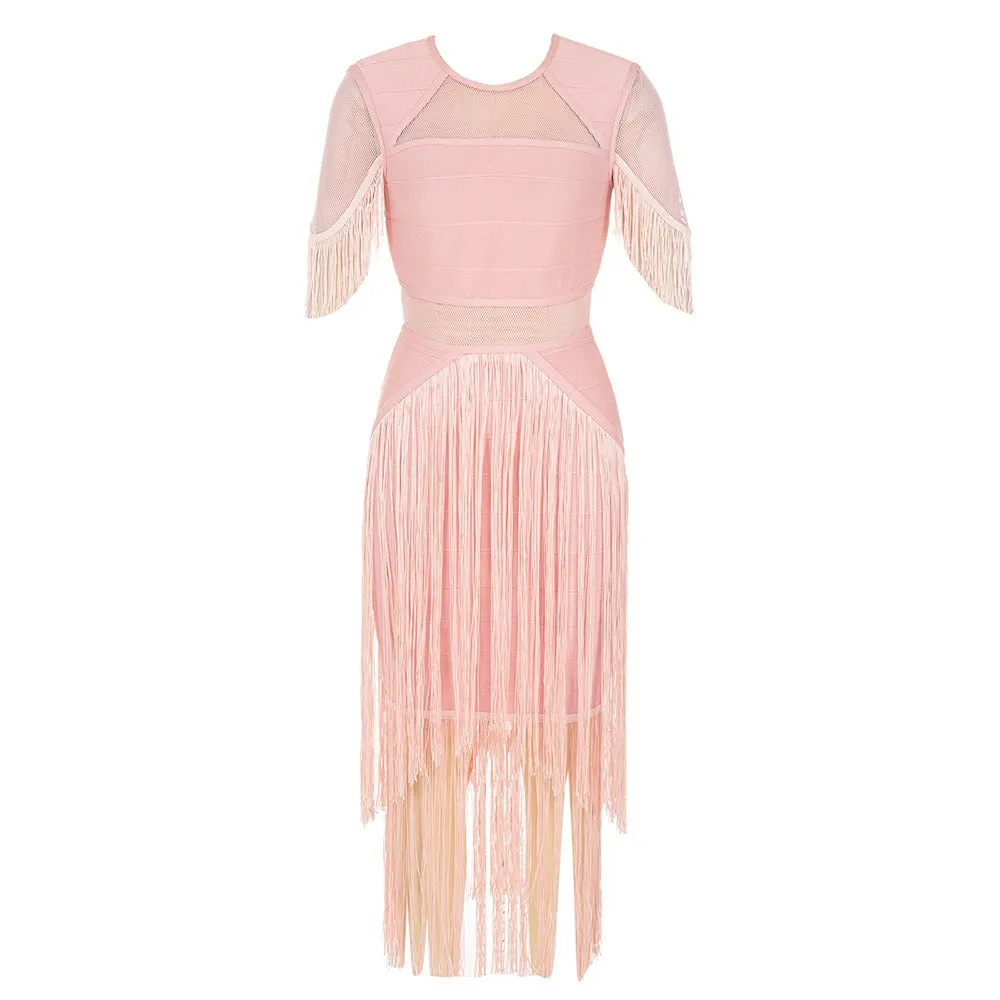 Pre Order:  Tassel Bandage Skirt Mesh Dress