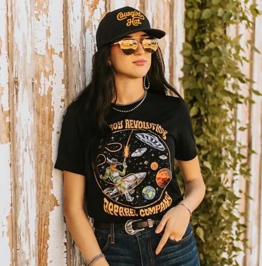 "Cosmic Rodeo" Cowboy Revolution Short Sleeve Tee (Black)