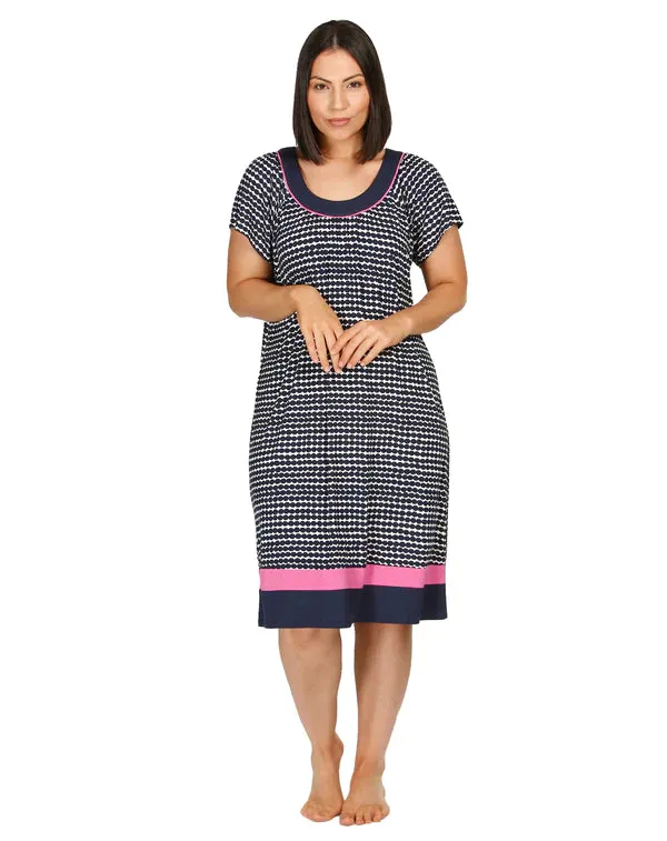 Spots Short Sleeve Dress Navy