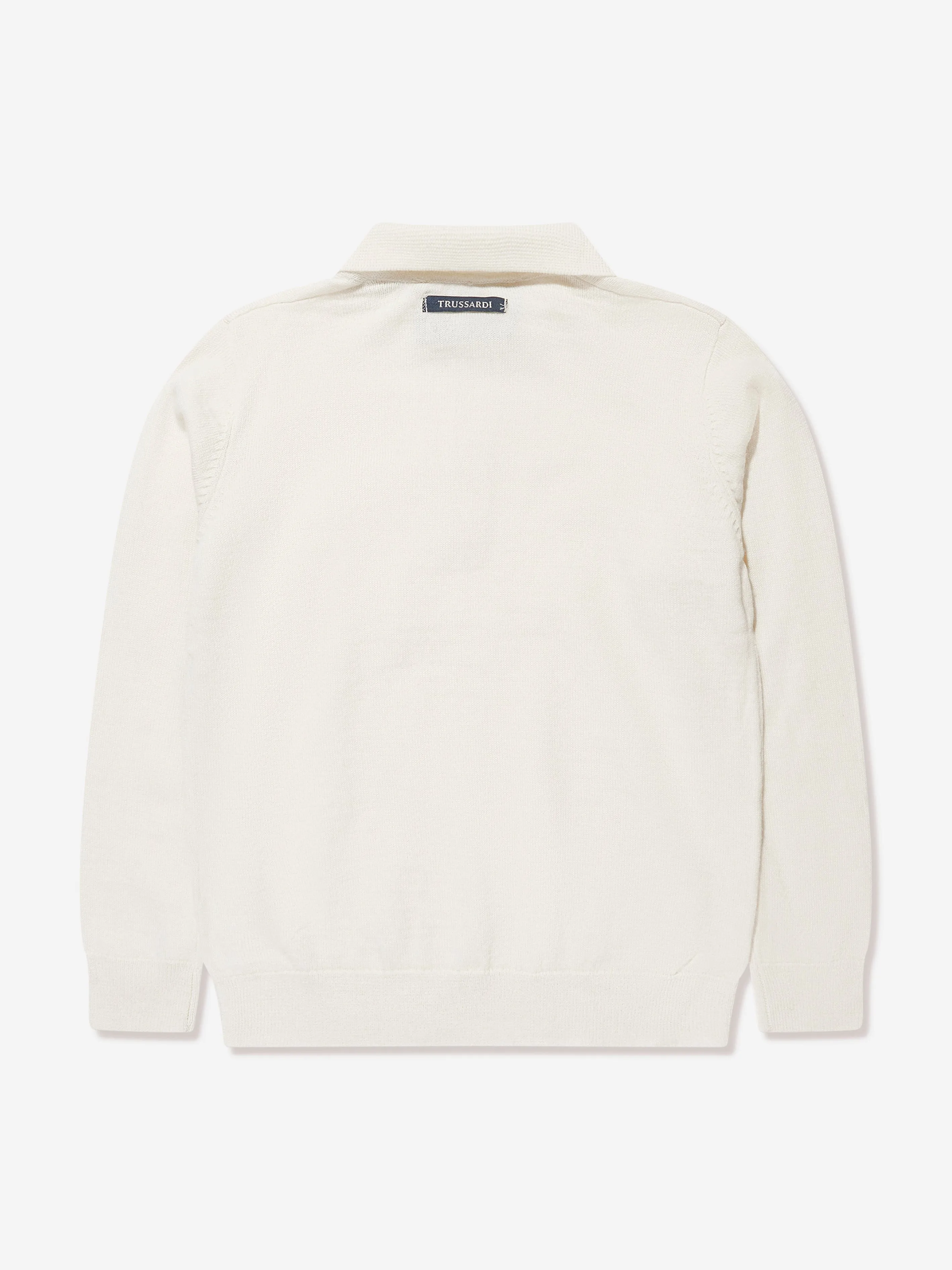 Trussardi Boys Sidus Long Sleeve Polo Shirt in Ivory