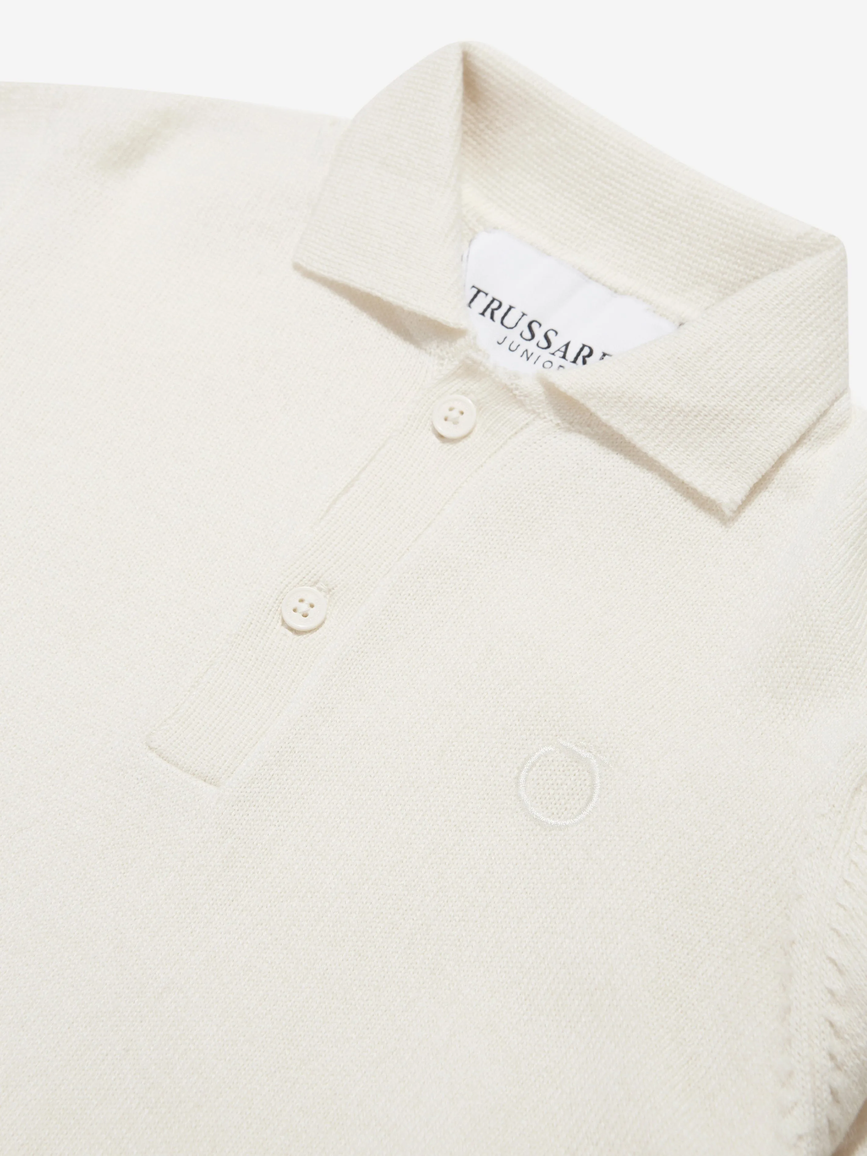 Trussardi Boys Sidus Long Sleeve Polo Shirt in Ivory