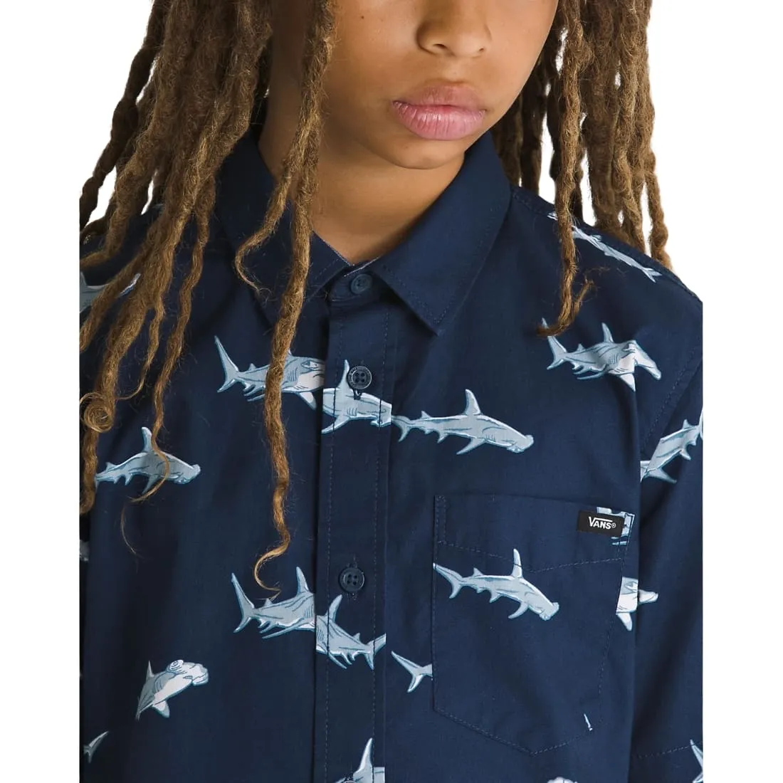 Vans Kids Shark Shortsleeve Shirt - Dress Blues